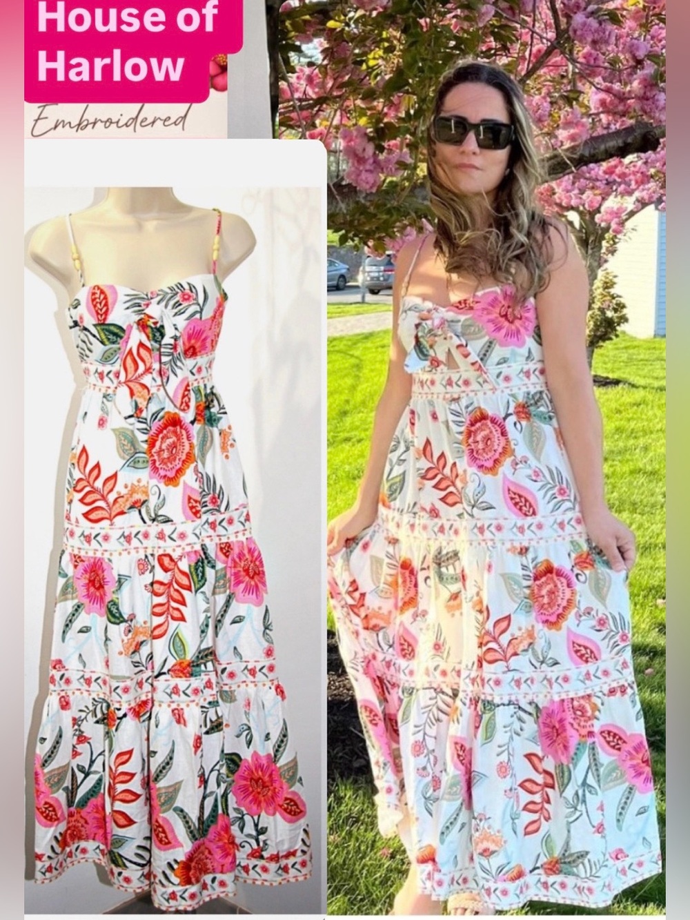 NEW HOUSE OF HARLOW Floral Cream Maxi
Dress with beaded
🚨FIRM PRICE NO DISCOUNT